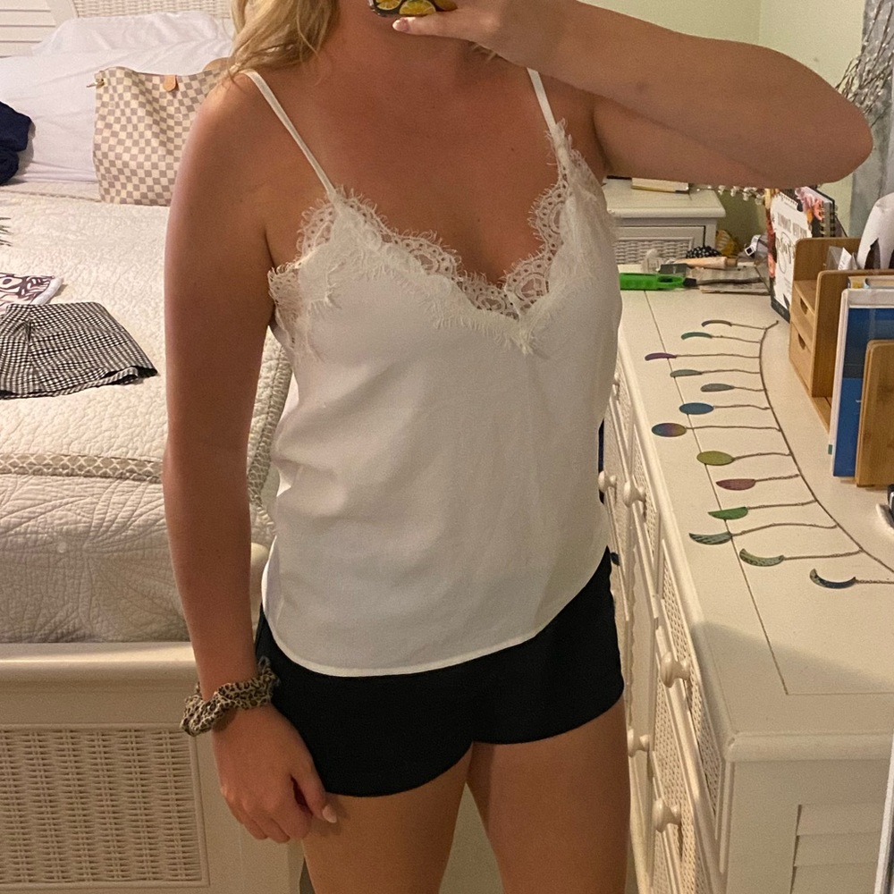Lace trim cami tank top